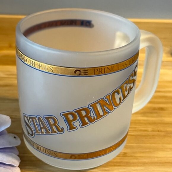 Vtg Royal Caribbean Star Princess Cruises frosted glass mug - Picture 3 of 5